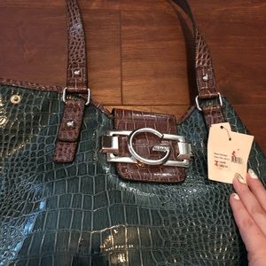Green and brown G by Guess purse